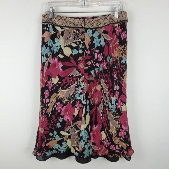 TapeMeasure Skirt Womens 6 Floral Black Pink Y2K 90s‎ Vintage Cottagecore - Picture 14 of 14